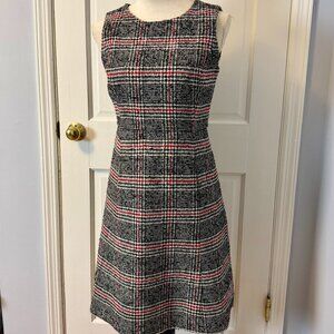 Talbots Women’s Sleeveless Red, Black & White Classic Plaid Fitted Dress, 2P
